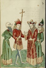 Avenir and Josaphat with Two Scholars; Follower of Hans Schilling, German, active 1459 - 1467, from the Workshop of Diebold