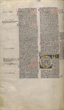 Inhabited Initial D; Sens, or, France; about 1170 - 1180; Tempera colors, gold leaf, and ink on parchment; Leaf: 44.3 x 29.1 cm