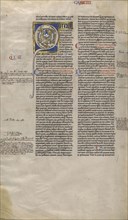 Inhabited Initial Q; Paris, France; about 1170 - 1180; Tempera colors, gold leaf, and ink on parchment; Leaf: 44.3 x 29.1 cm