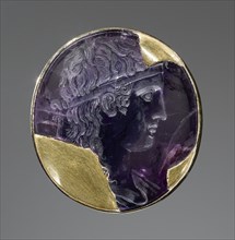 Engraved Gem; Attributed to Solon, active 70 - 20 B.C., 30 - 20 B.C; Amethyst in a modern gold mount; 3.3 × 3 cm