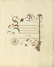 Illuminated manuscript of a poem; British; England; 1843 - 1845; Red, blue, green and pink ink with gilding; 18.6 x 22.9 cm