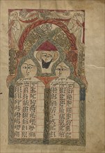 Canon Table Page; Lake Van, Turkey; 1386; Black ink and watercolors on paper bound between wood boards covered with dark brown