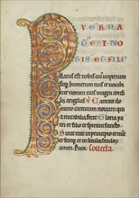 Inhabited Initial P; Steinfeld, Germany; about 1180; Tempera colors, gold, silver, and ink on parchment; Leaf: 25.2 x 17.9 cm