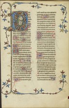 Decorated Initial D; Paris, France; about 1320 - 1325; Tempera colors, gold leaf, and ink on parchment; Leaf: 16.7 x 11.1 cm