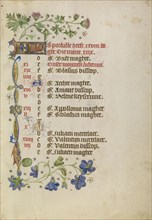 Calendar Page; Brabant, possibly, Flanders, Belgium; after 1460; Tempera colors, gold leaf, and ink on parchment