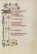 Calendar Page; Brabant, possibly, Flanders, Belgium; after 1460; Tempera colors, gold leaf, and ink on parchment