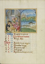 Warming by the Fire; Zodiacal Sign of Pisces; Strasbourg, France; early 16th century; Tempera colors on parchment; Leaf: 13.5