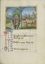 Falconing; Zodiacal Sign of Taurus; Strasbourg, France; early 16th century; Tempera colors on parchment; Leaf: 13.5 x 10.5 cm