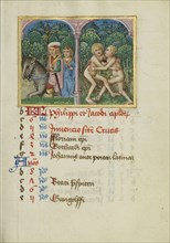 Courting; Zodiacal Sign of Gemini; Strasbourg, France; early 16th century; Tempera colors on parchment; Leaf: 13.5 x 10.5 cm