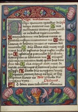 Decorated Text Page; Strasbourg, France; early 16th century; Tempera colors on parchment; Leaf: 13.5 x 10.5 cm