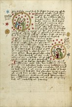 Gemini; Virgo; Augsburg, Germany; shortly after 1464; Watercolor and ink on paper bound between original wood boards covered