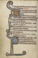 Decorated Initial V; Decorated Initial P; Bruges, possibly, Belgium; mid-1200s; Tempera colors, gold leaf, and ink on parchment