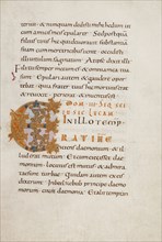 Decorated Initial E; Saint Gall, Switzerland; late 10th century; Tempera colors, gold paint, silver paint, and ink on parchment