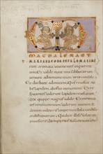 Decorated Initial M; or Reichenau, Germany; late 10th century; Tempera colors, gold paint, silver paint, and ink on parchment