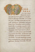 Decorated Initial M; Saint Gall, Switzerland; late 10th century; Tempera colors, gold paint, silver paint, and ink on parchment