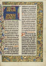 Decorated Initial A; Westphalia, Germany; about 1500 - 1505; Tempera colors, gold paint, and ink on parchment; Leaf: 38.7 x 27.9