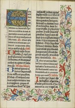 Decorated Initial E; Westphalia, Germany; about 1500 - 1505; Tempera colors, gold paint, and ink on parchment; Leaf: 38.7 x 27.9