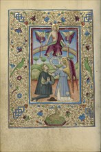 Guardian Angel with Kneeling Man; Naples, Campania, Italy; about 1460; Tempera colors, gold, and ink on parchment