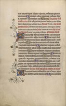 Decorated Text Page; London, England; 1420 - 1430; Tempera colors, gold leaf, gold paint, and ink on parchment