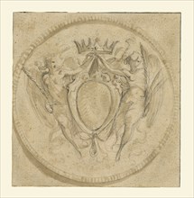 Coat of Arms of the Rezzonico Family, capped by a Princely Crown and Supported by Two Winged Victories; Giuseppe Cades, Italian
