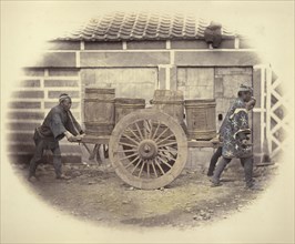 Shariki, or Cart Pushing Coolies; Felice Beato, 1832 - 1909, Japan; 1866 - 1867; Hand-colored Albumen