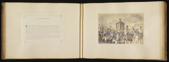 The Mikado's Procession; Felice Beato, 1832 - 1909, Japan; 1868; Hand-colored Albumen silver print