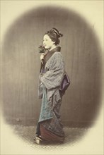 A Young Lady Coming from the Bath; Felice Beato, 1832 - 1909, Japan; 1866 - 1867; Hand-colored Albumen
