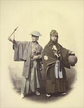 Yakonins in Fire Dress; Felice Beato, 1832 - 1909, Japan; 1866 - 1867; Hand-colored Albumen silver print
