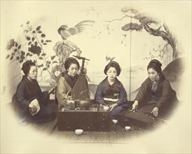 Musical Party; Felice Beato, 1832 - 1909, Japan; 1866 - 1867; Hand-colored Albumen silver print