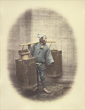 Saki Seller; Felice Beato, 1832 - 1909, Japan; 1868; Hand-colored Albumen silver print