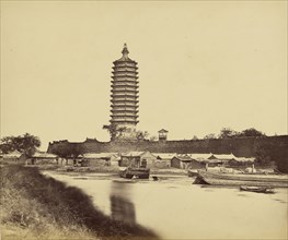 Wall and Pagoda of Tongchow ,- Canal, Grand, Between the Priho and Peking; Felice Beato, 1832 - 1909