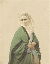 A Turkish Woman in Outdoor Dress; James Robertson, English, 1813 - 1888, Crimea; about 1855; Hand-colored salted paper print