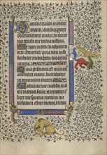 Decorated Text Page; Paris, France; about 1410; Tempera colors, gold leaf, gold paint, and ink on parchment; Leaf: 19.1 x 14 cm