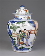 Lidded Vase; about 1662 - 1722; Porcelain, polychrome enamel decoration; 35 cm, 13 3,4 in