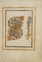 Decorated Initials SI; or Reichenau, Germany; late 10th century; Tempera colors, gold paint, silver paint, and ink on parchment