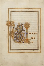 Decorated Initial V; Saint Gall, Switzerland; late 10th century; Tempera colors, gold paint, silver paint, and ink on parchment
