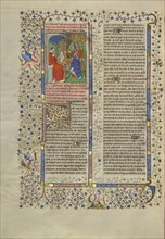 Boccaccio and Fortune; Paris, France, Europe; about 1413 - 1415; Tempera colors, gold leaf, gold paint, and ink on parchment