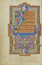 Decorated Incipit Page with a VD Monogram; Hildesheim, Germany; probably 1170s; Tempera colors, gold leaf, silver leaf, and ink