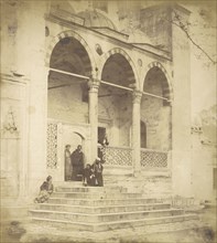 Men at Fountain in Courtyard, Constantinople; James Robertson, English, 1813 - 1888, Attributed to Felice Beato English