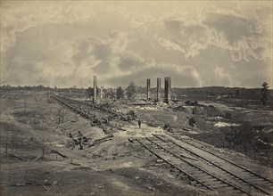 Destruction of Hood's Ordinance Train; George N. Barnard, American, 1819 - 1902, New York, United States; 1864; Albumen silver