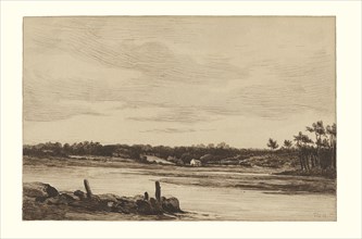 The Loing River at the Edge of the Forest of Fontainebleau; Théodore Rousseau, French, 1812 - 1867, France; about 1830; Pen