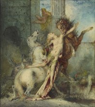 Diomedes Devoured by Horses; Gustave Moreau, French, 1826 - 1898, France; 1866; Watercolor over graphite; 21.4 x 19.7 cm
