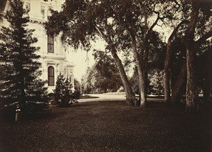 Thurlow Lodge, Menlo Park - Lawn and House; Carleton Watkins, American, 1829 - 1916, Menlo Park, California, United States