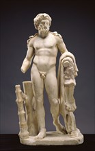 Statue of Hercules; Roman Empire; 100 - 199; Marble with polychromy; 116.8 × 58 × 37 cm, 46 × 22 13,16 × 14 9,16 in