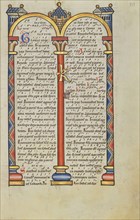 Decorated Text Page; Hildesheim, Germany; probably 1170s; Tempera colors, gold leaf, silver leaf, and ink on parchment