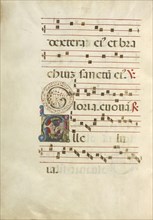 Initial A: A Man Singing; Northern Italy, Italy; about 1460 - 1480; Tempera colors and gold leaf on parchment; Leaf: 60.3 × 44