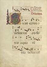 Decorated Initial S; Northern Italy, Italy; about 1460 - 1480; Tempera colors and gold leaf on parchment; Leaf: 60.3 x 44 cm