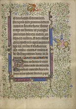 Decorated Text Page; Paris, France; about 1410; Tempera colors, gold leaf, gold paint, and ink on parchment; Leaf: 19.1 x 14 cm