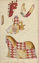 Horse Armor; Augsburg, probably, Germany; about 1560 - 1570; Tempera colors and gold and silver paint on paper bound between