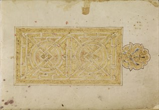 Carpet Page; probably Tunisia; 9th century; Pen and ink, gold paint, and tempera colors on parchment; Leaf: 14.4 × 20.8 cm